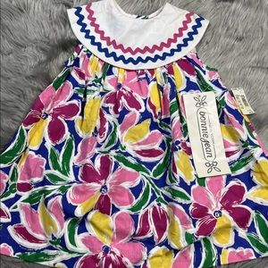 Vintage 90s Bonnie Jean Toddler Girls Floral Sleeveless Dress